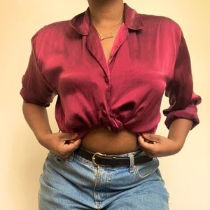 Silk Burgundy Vintage Blouse